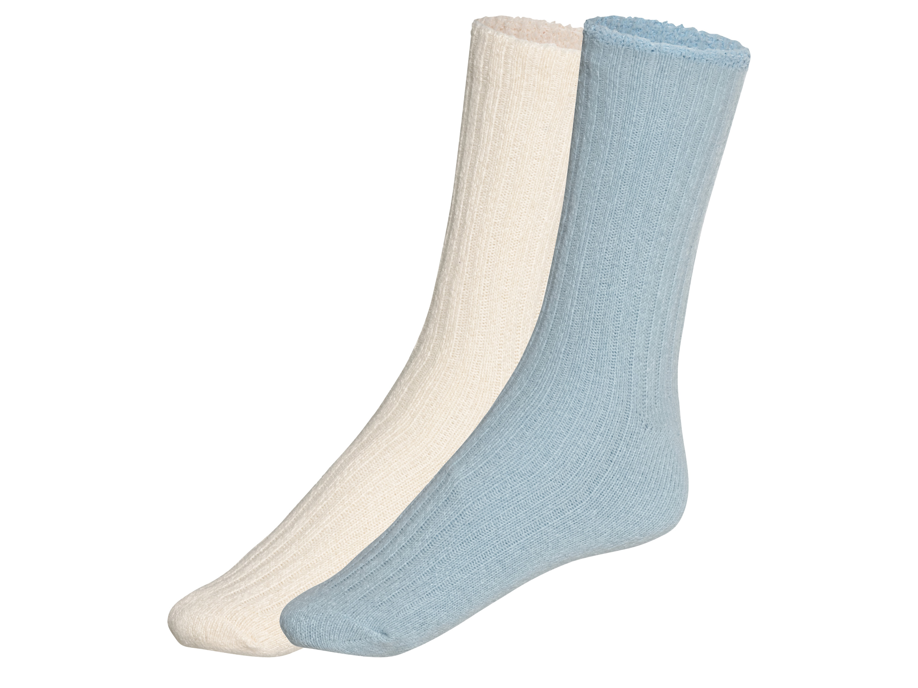 esmara 2 paar dames huissokken (35-38, Crème/blauw)