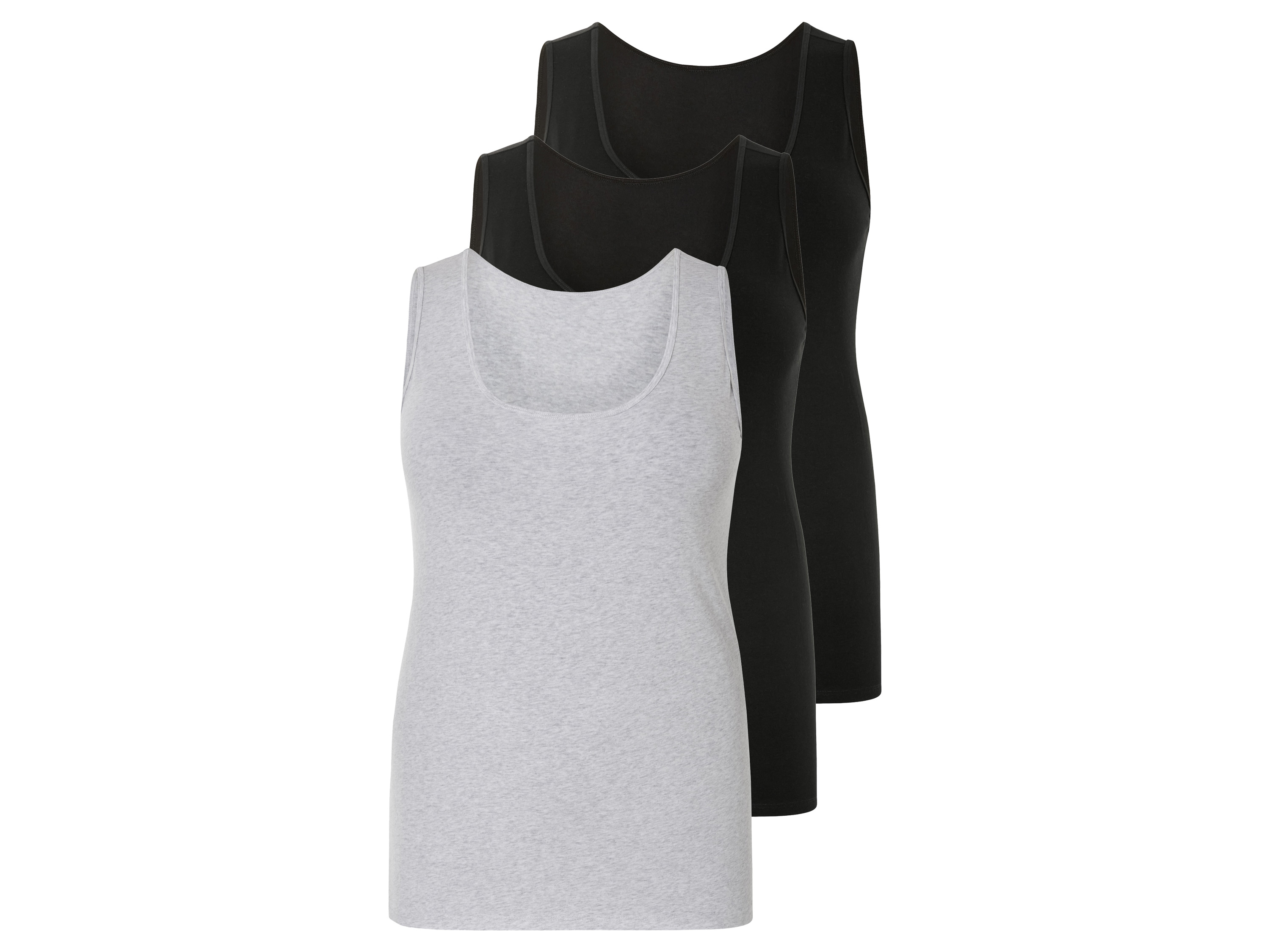 esmara Dames tanktop 3 stuks (XXXL (56/58), Zwart/grijs)