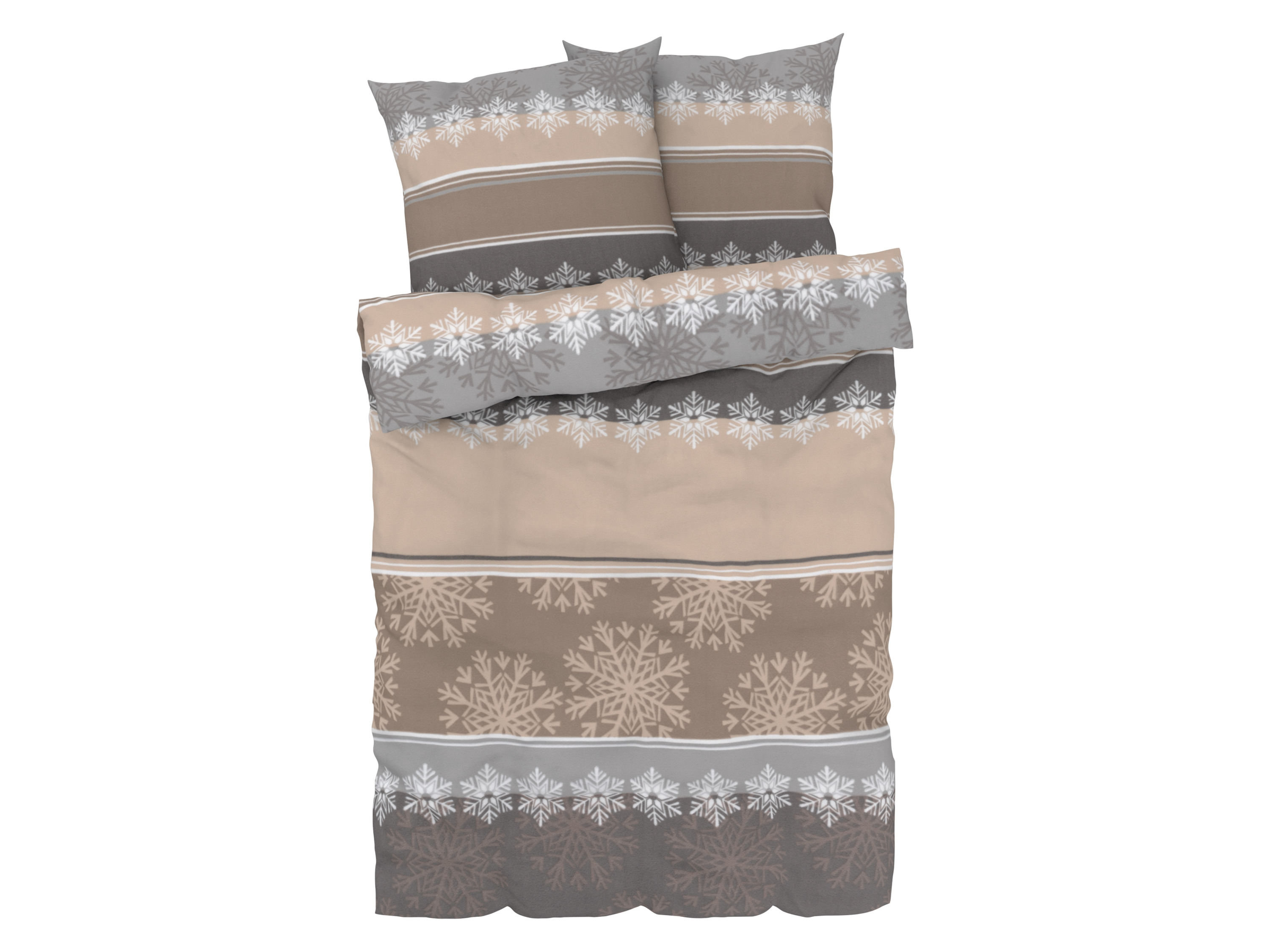 LIVARNO home Fleece dekbedovertrek 240 x 220 cm (Sneeuwvlokken beige)