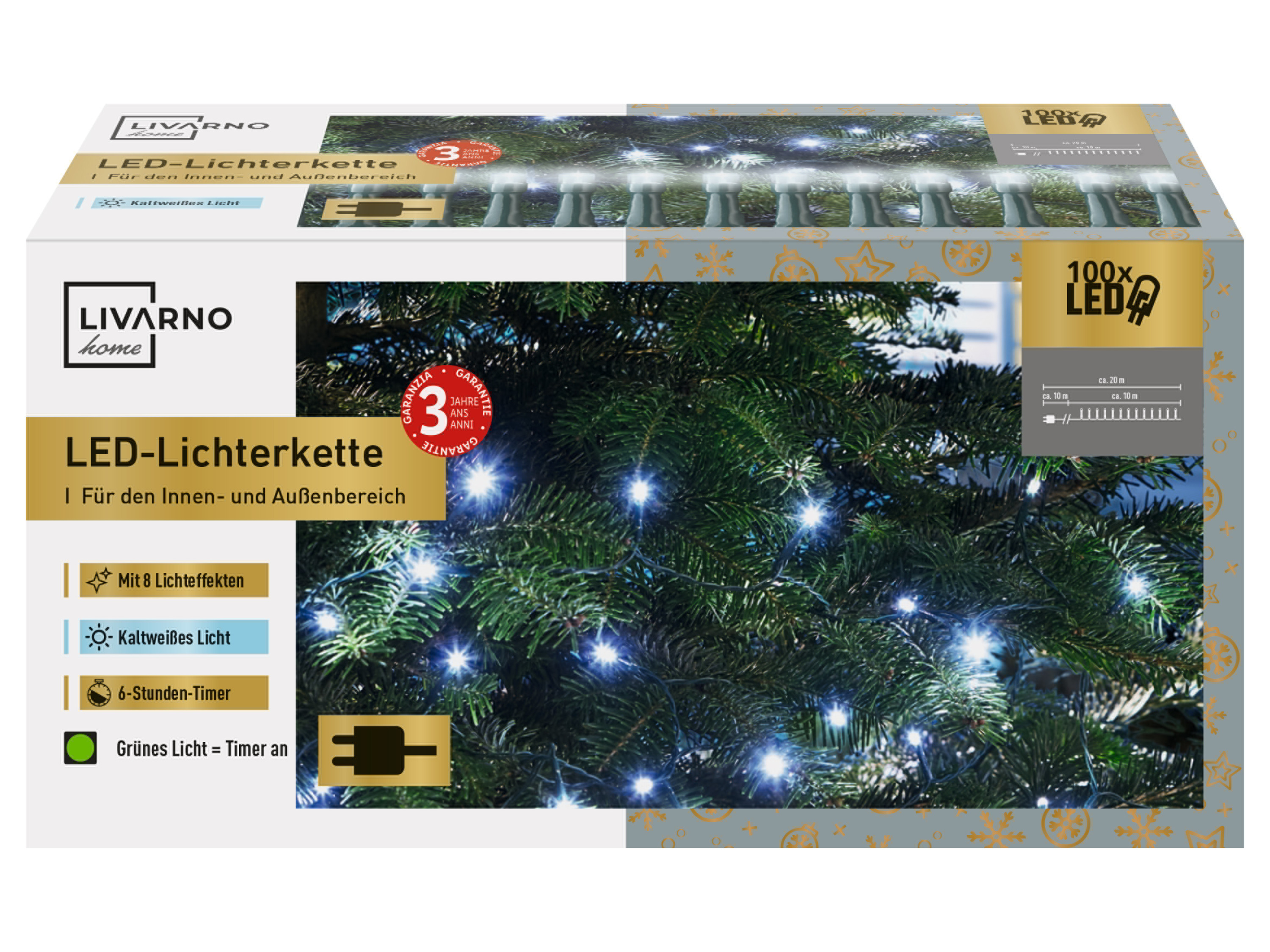 LIVARNO home LED-lichtketting 12 m (Koudwit)