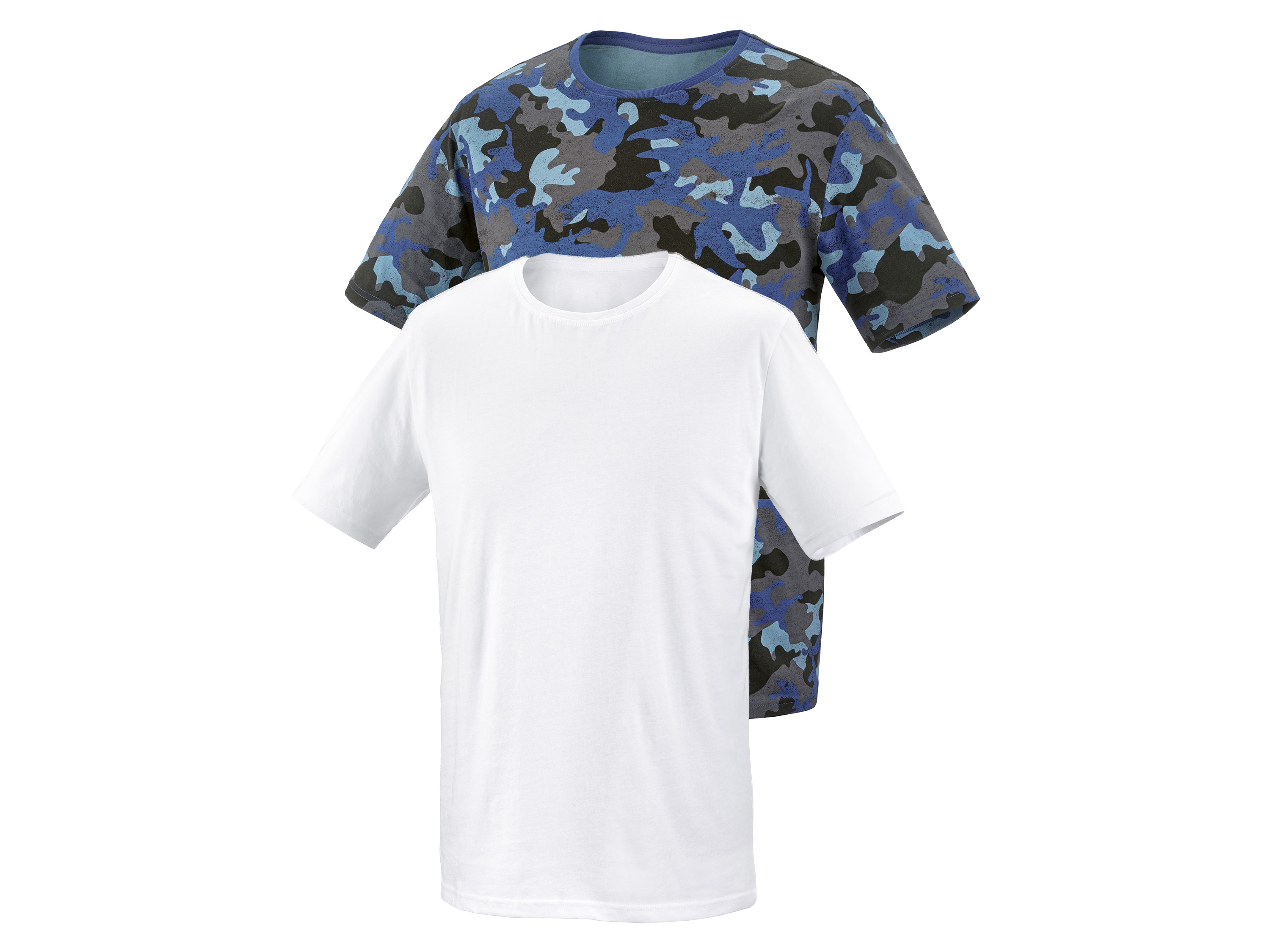 PARKSIDE 2 heren t-shirts (M (48/50), Blauw/patroon/wit)