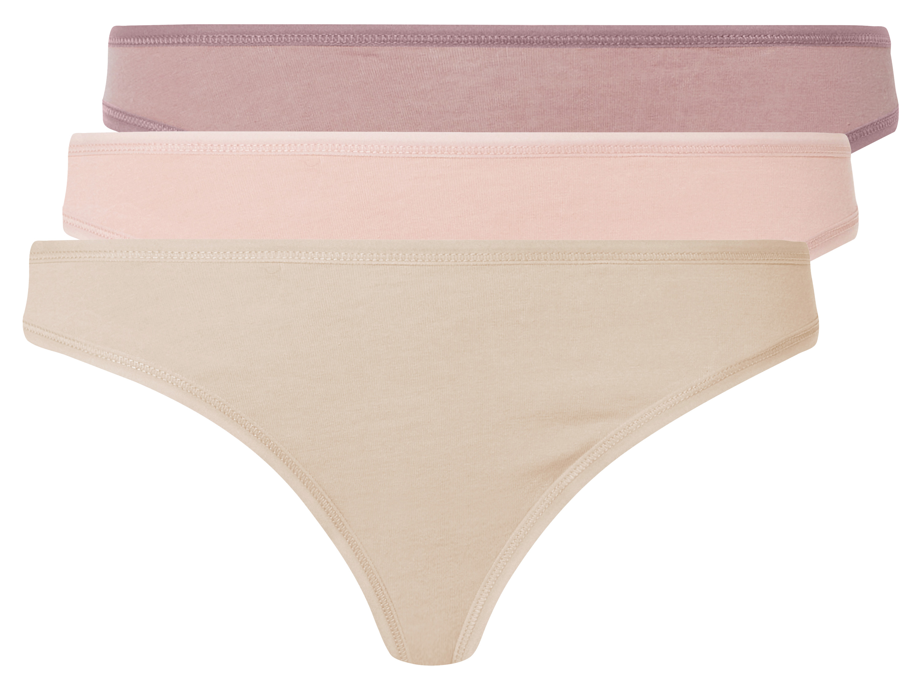 esmara 3 damesstrings (S (36-38), roze/roze/beige)