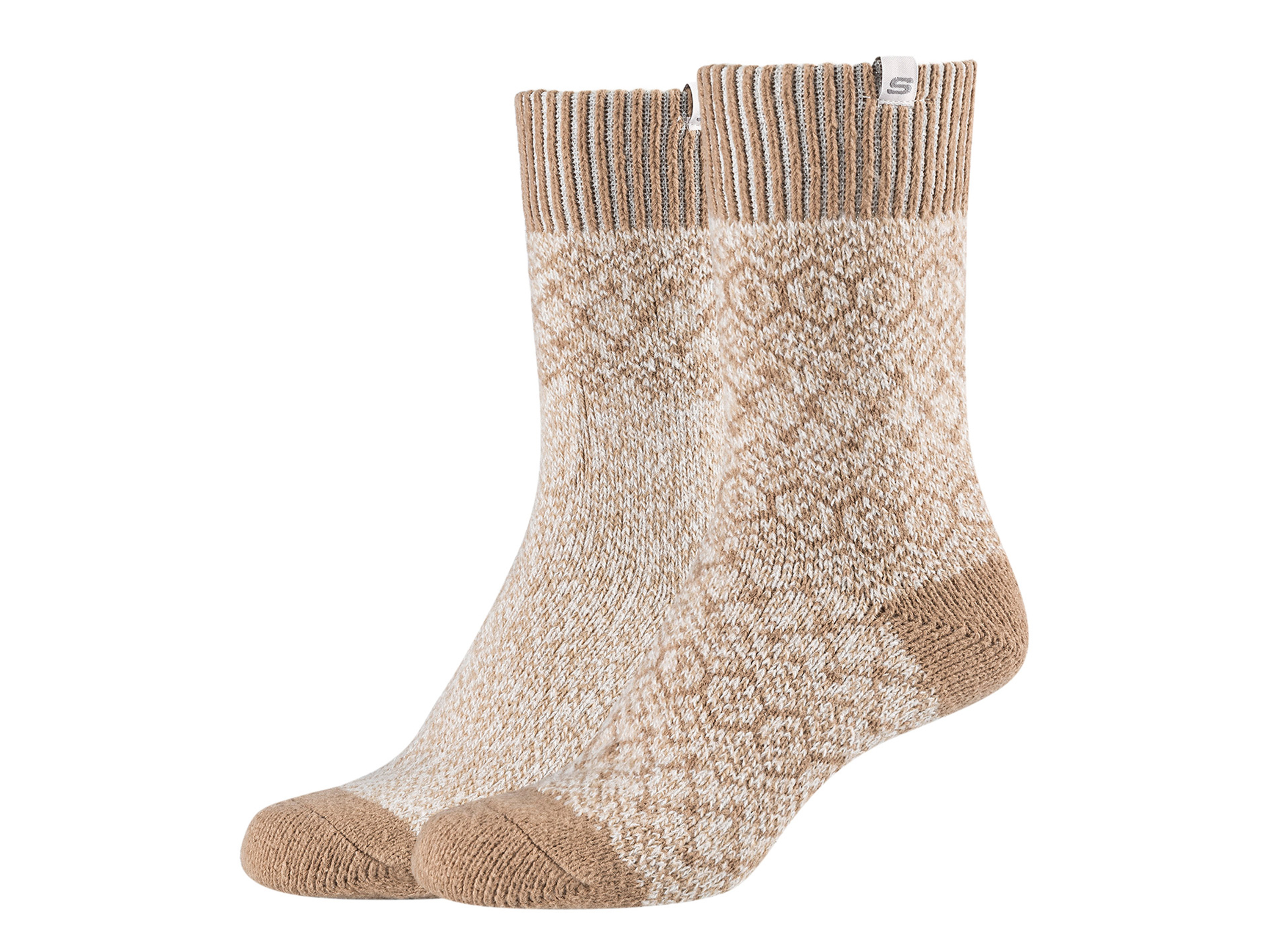 Skechers 2PPK Wm Casual Cozy Jacquard Socks SK41047-1202, Vrouwen, Beige, Sokken, maat: 39-42