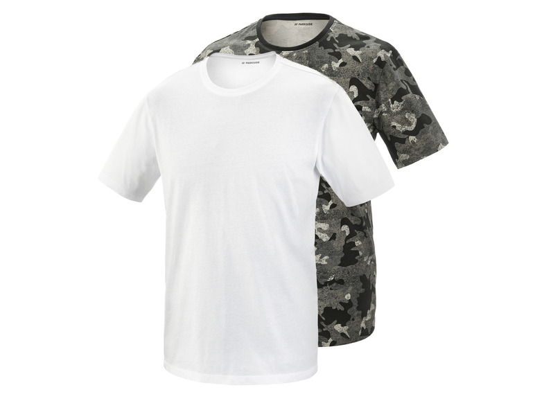 2 heren t-shirts (XL (56/58), Wit/camouflage)