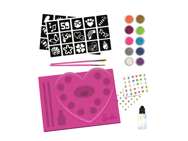 Ga naar volledige schermweergave: Barbie Glitter tattoo of nail art set - afbeelding 4