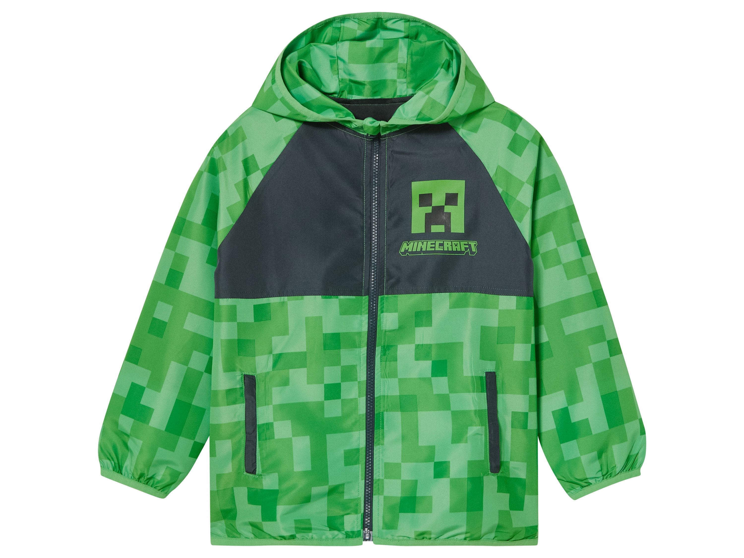 Minecraft Kinderwindjack (134/140, Groen/antraciet)