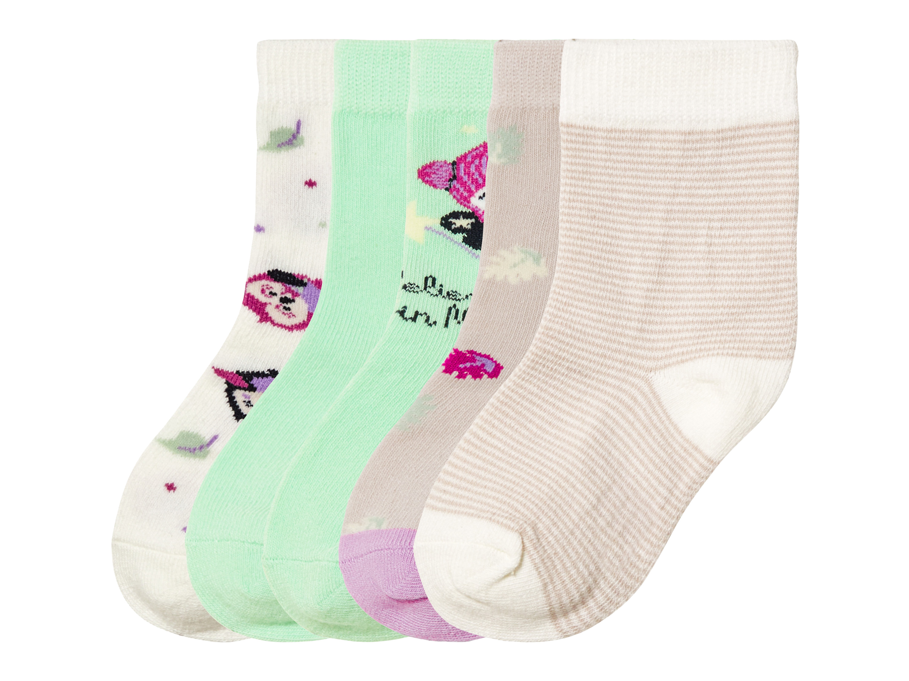 lupilu 5 paar kinder sokken (19-22, Groen/wit/beige)