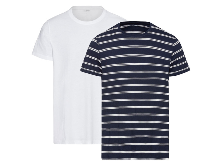 2 heren t-shirts (L (52/54), Donkerblauw/wit)
