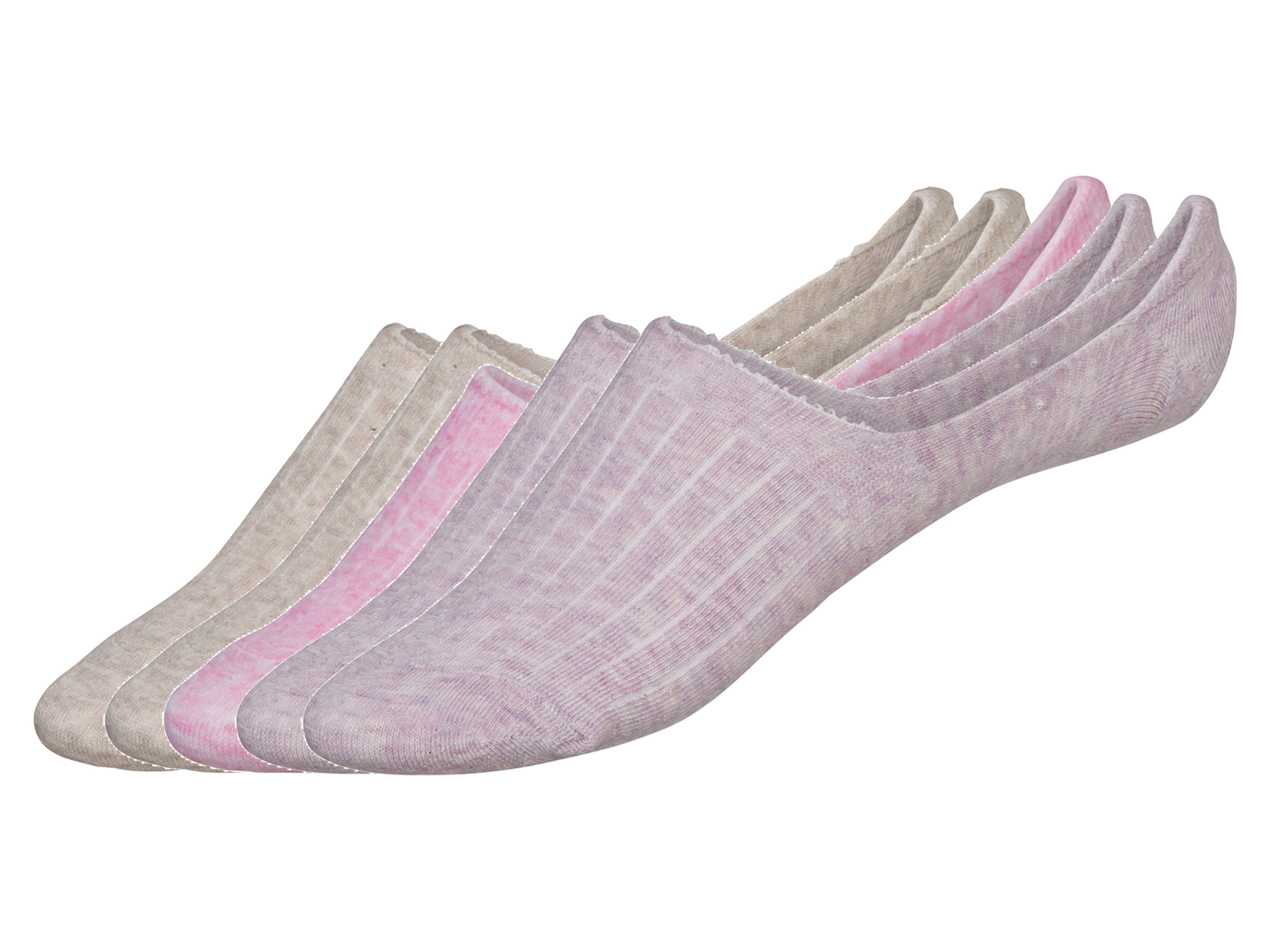 esmara 5 paar dames sneakersokken (35-38, Beige/roze/paars)