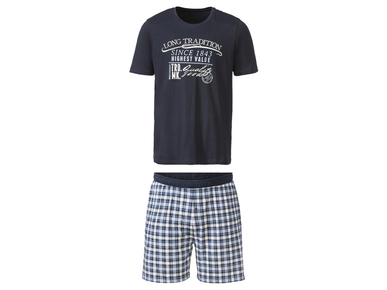 Korte heren pyjama (M (48/50), Marine/geruit)