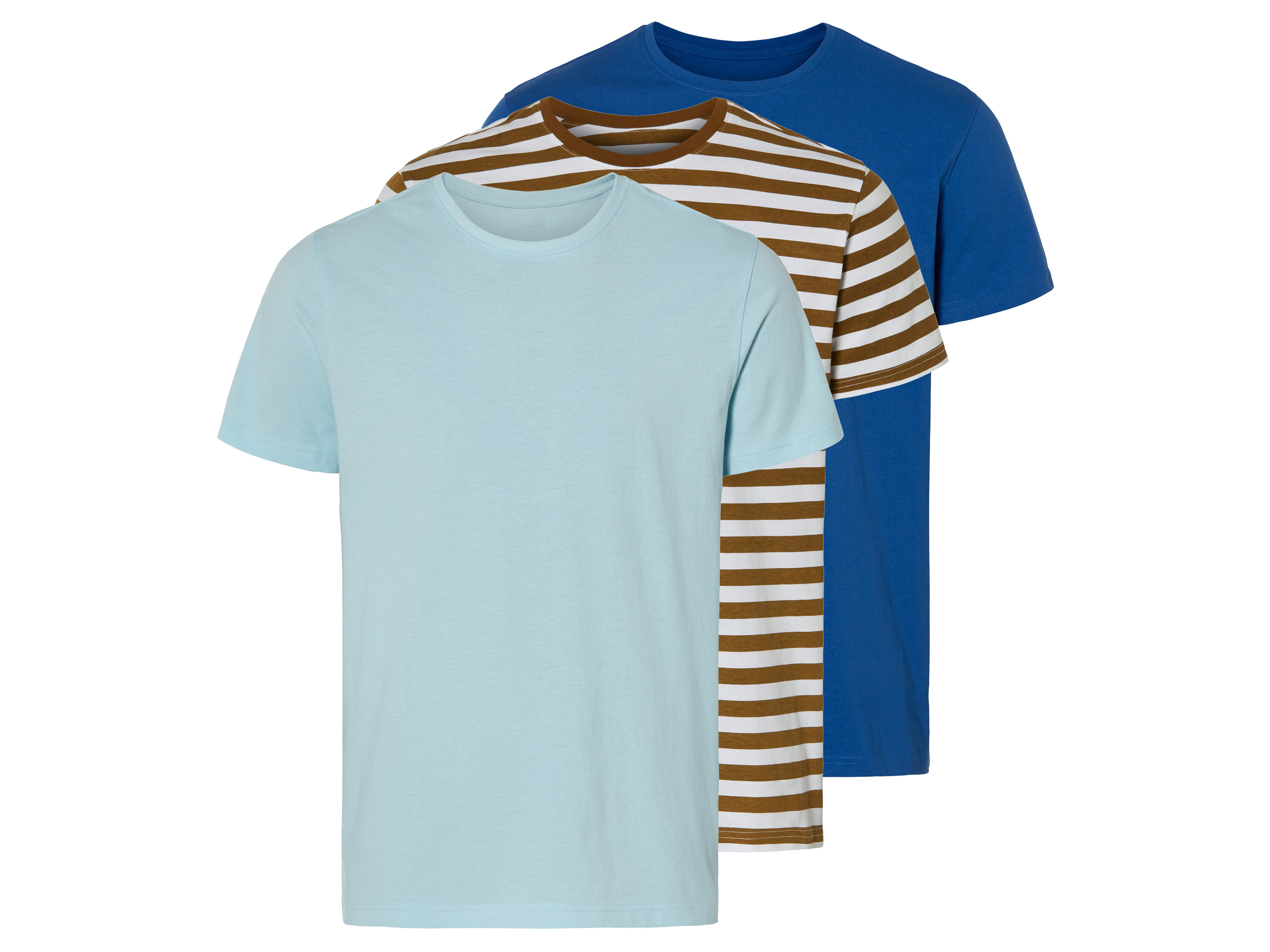 LIVERGY 3 heren T-shirts (S (44/46), Blauw/gestreept/lichtblauw)