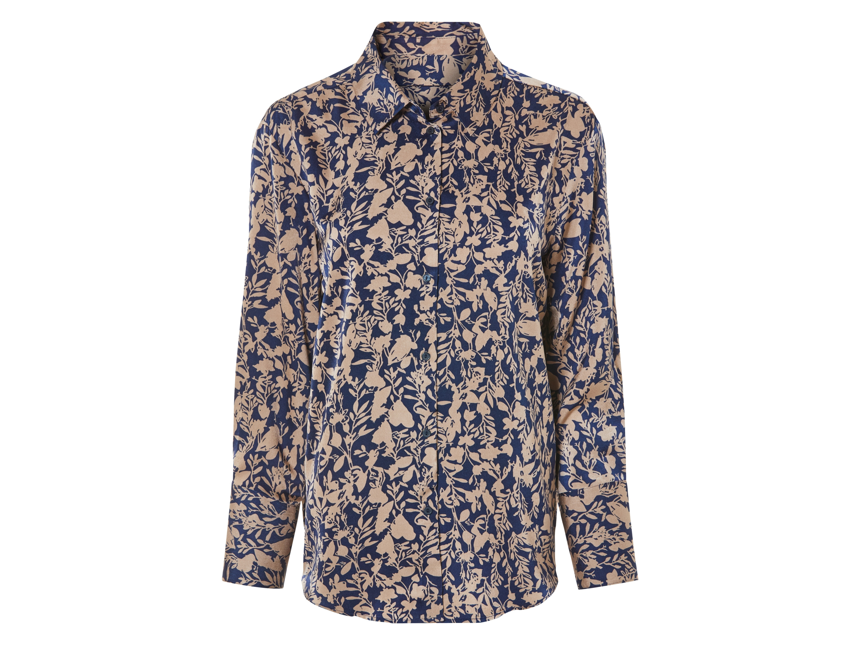 esmara Satijnen dames blouse (46, blauw/brons)