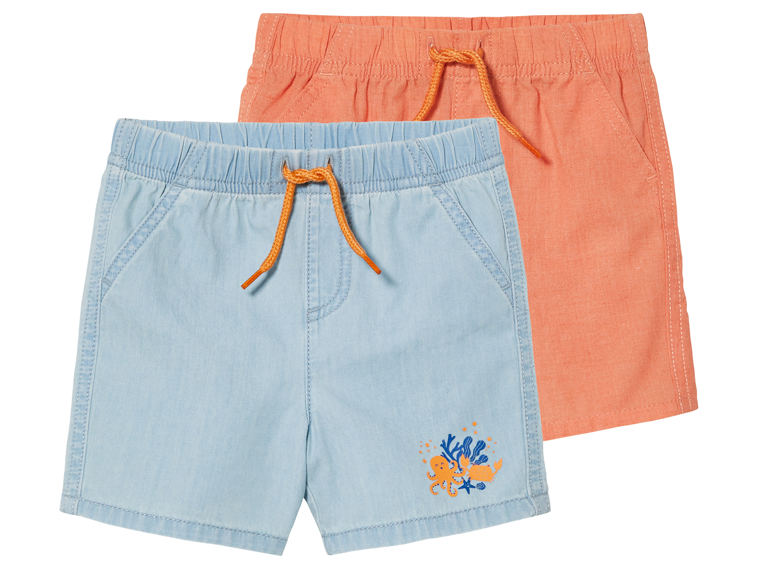 lupilu 2 baby shorts (74/80, Lichtblauw/oranje)