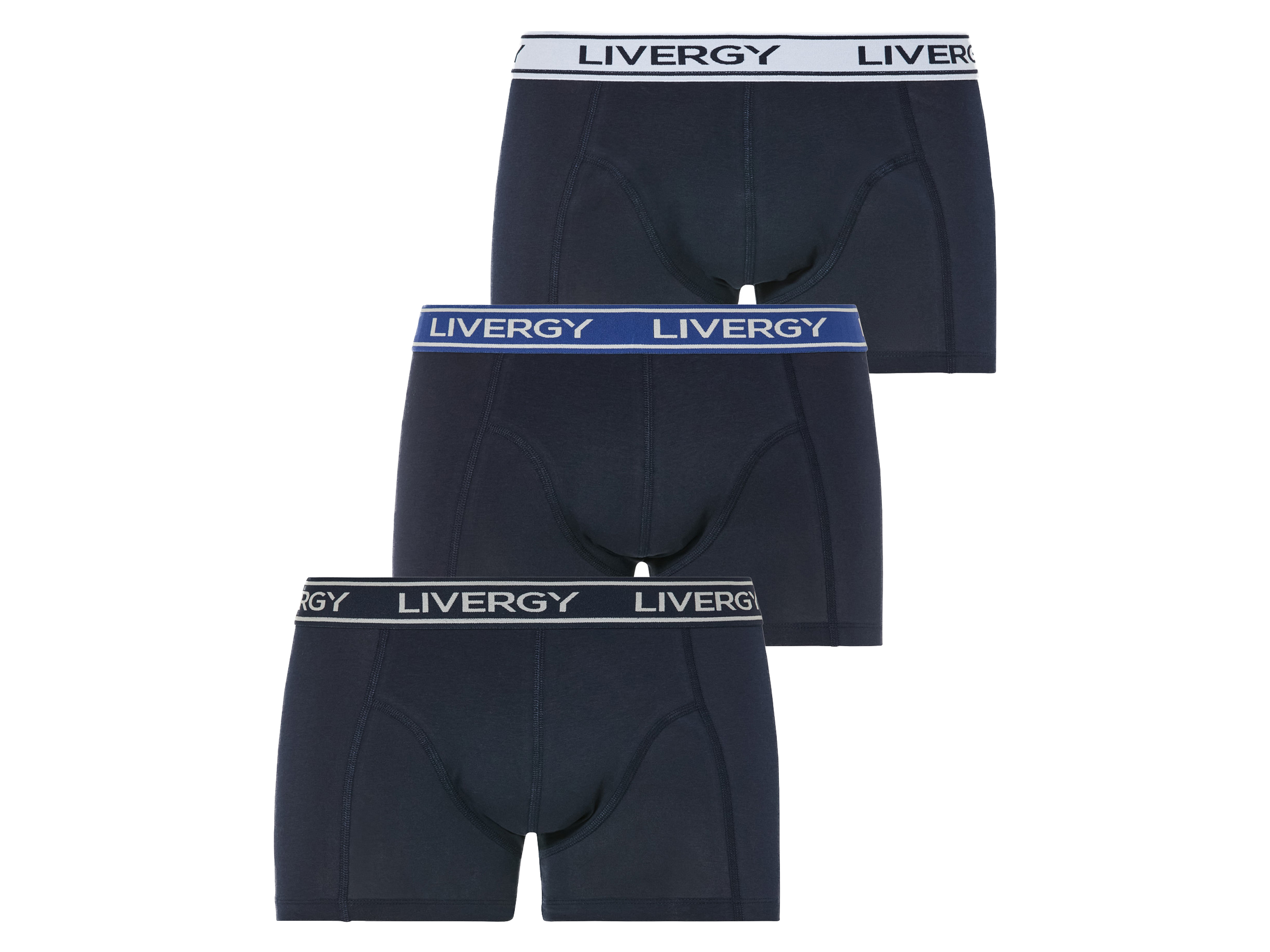 LIVERGY 3 paar herenboxers (L, Marineblauw)