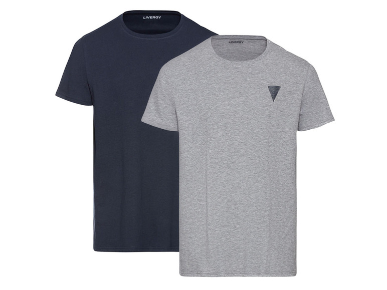 2 heren t-shirts (L (52/54), Grijs/donkerblauw)