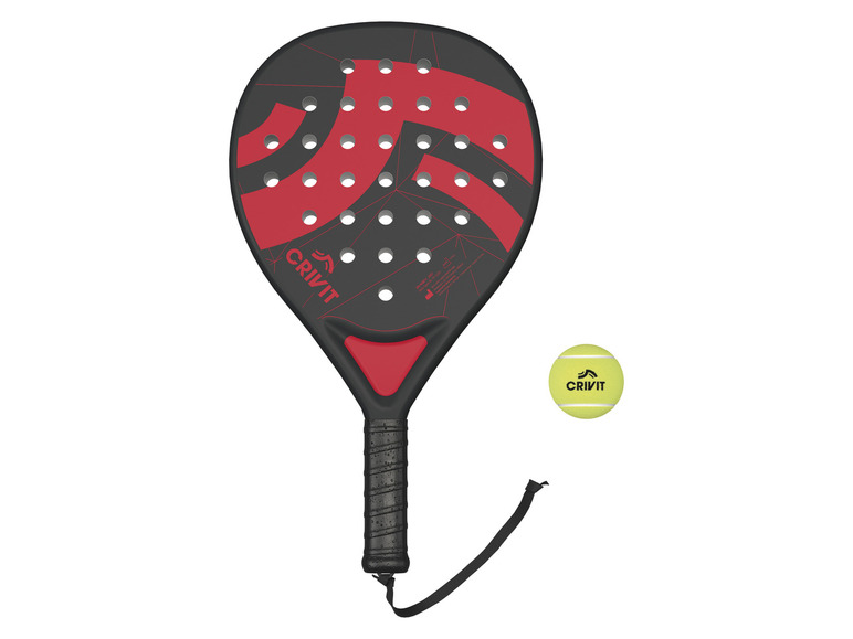 CRIVIT Padelracket set (Zwart/rood)