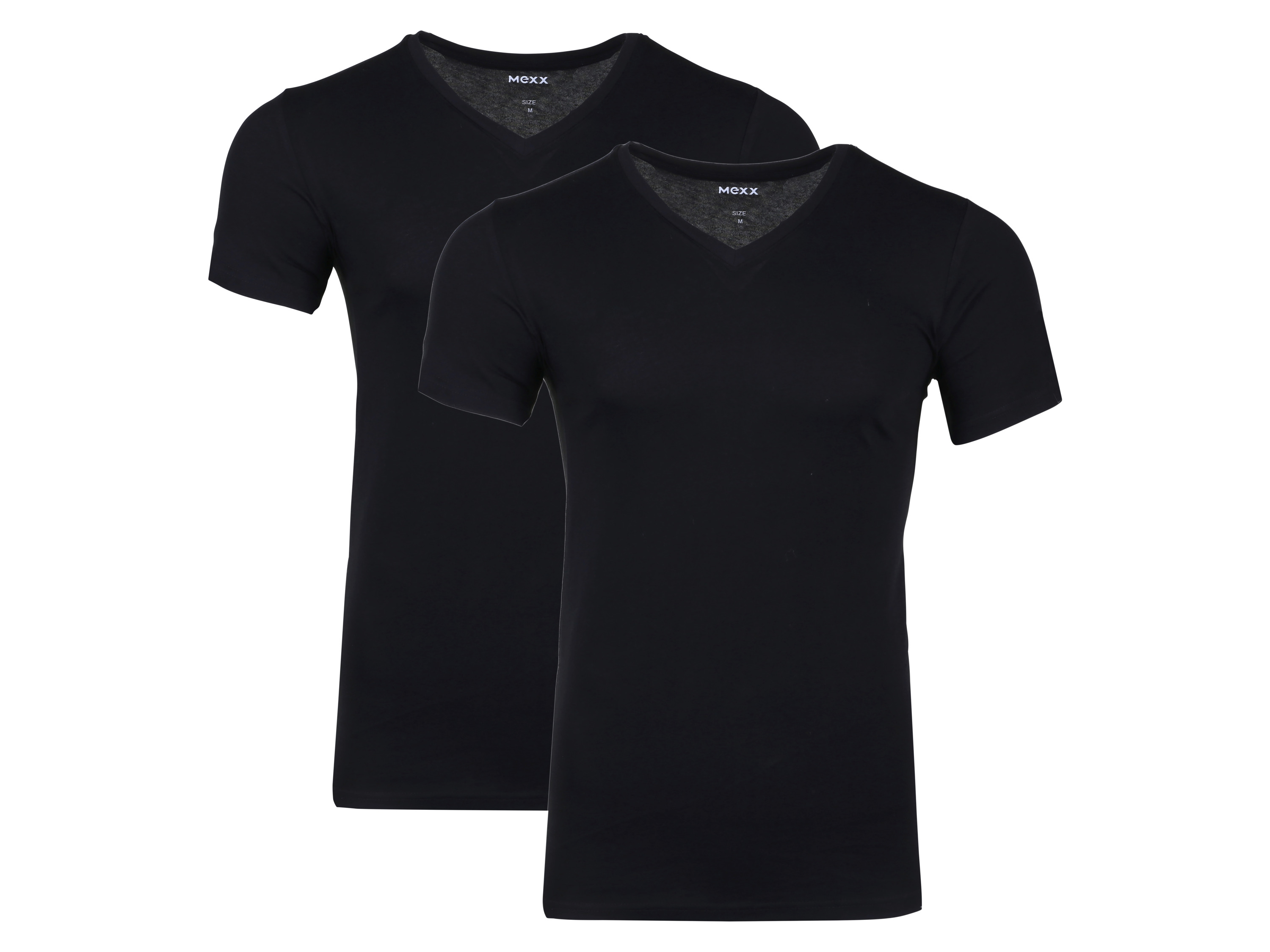 MEXX 2 paar heren T-shirts (Zwart, L, V-hals)