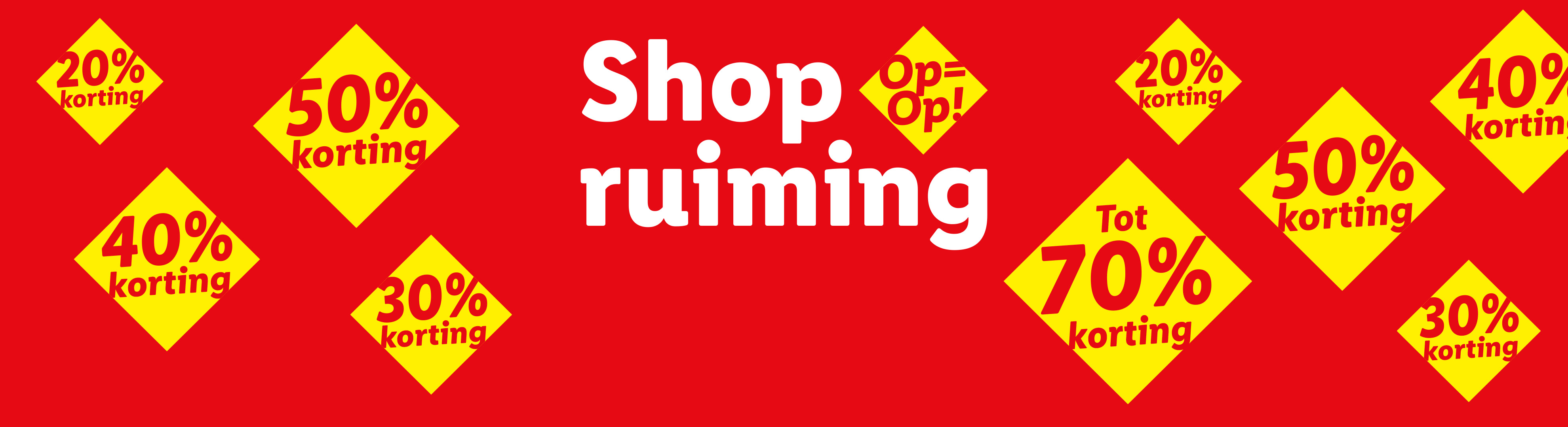 Shopruiming met kortingen tot 70%, op=op.