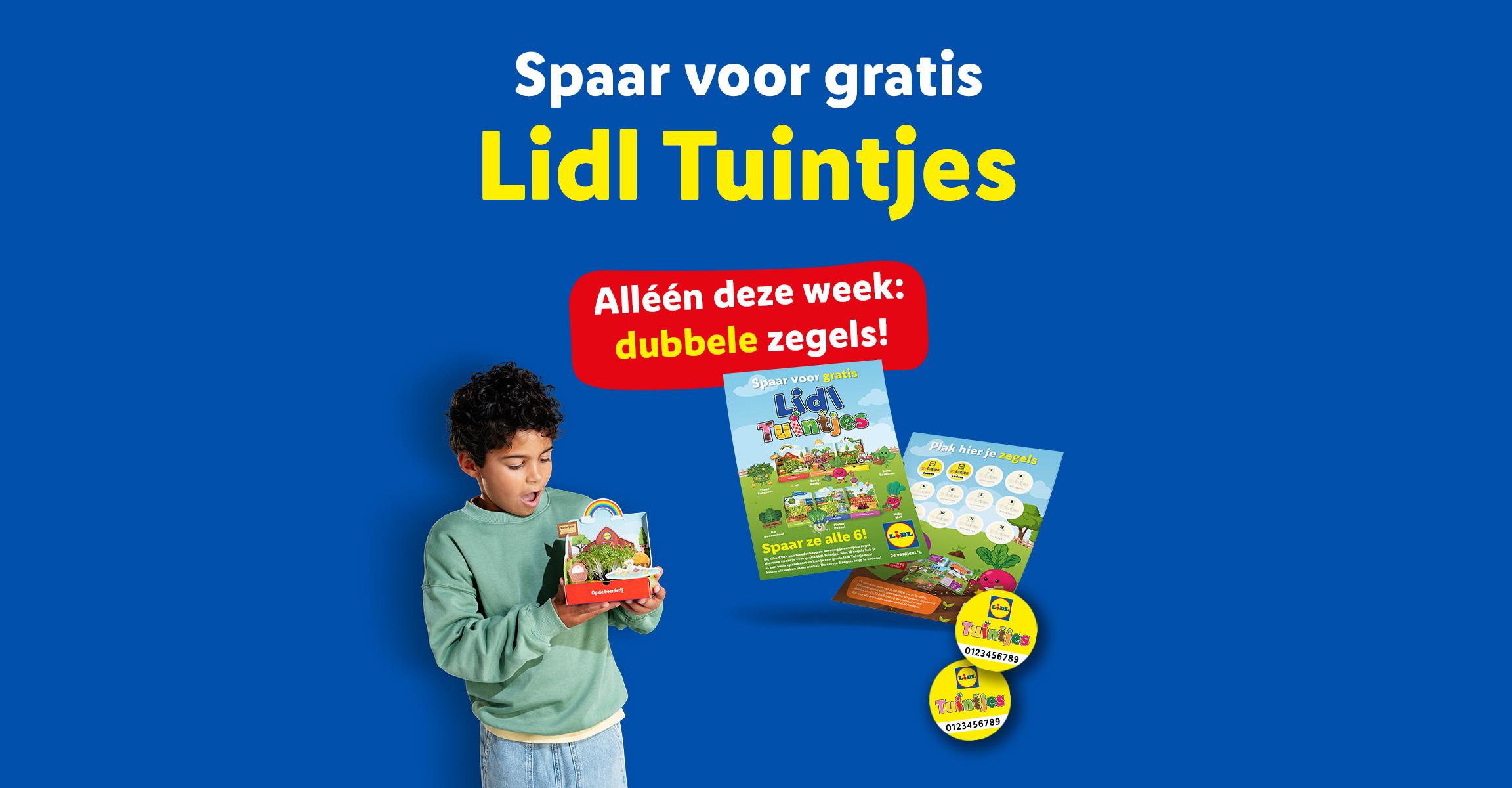 Spaaractie voor gratis mini-moestuintjes met dubbele zegels deze week.