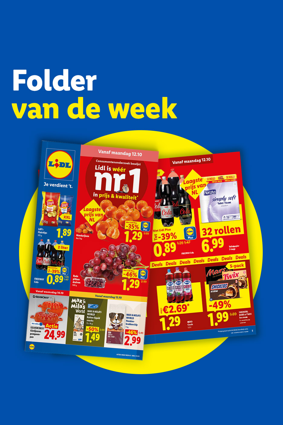 Lidl folder van de week met diverse aanbiedingen voor levensmiddelen en huishoudelijke artikelen.