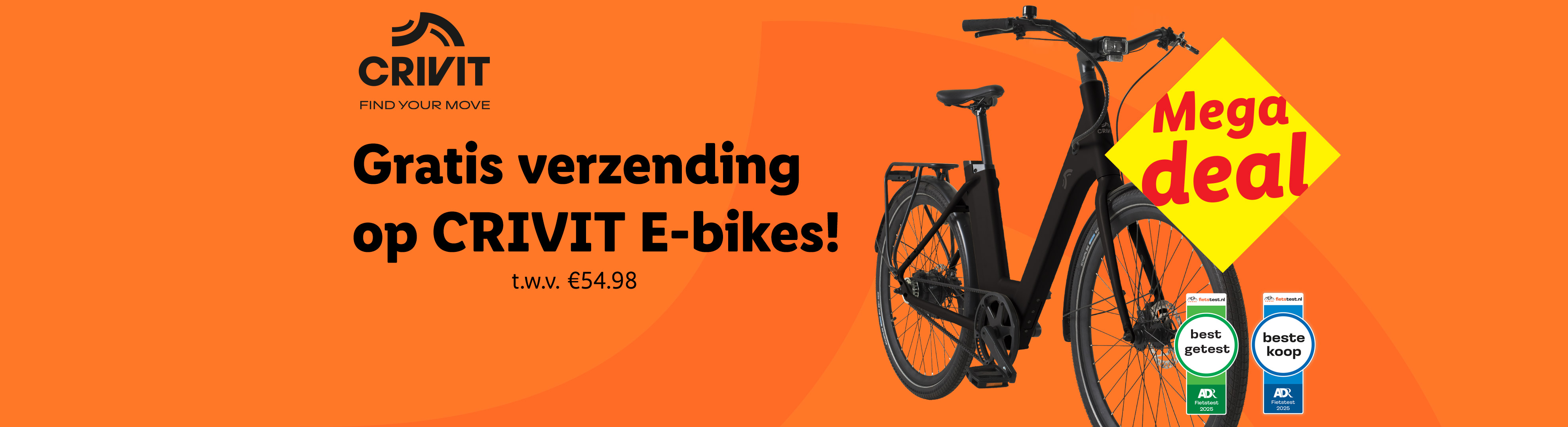 Gratis verzending op CRIVIT e-bikes t.w.v. €54.98. Bekroond door ADR.