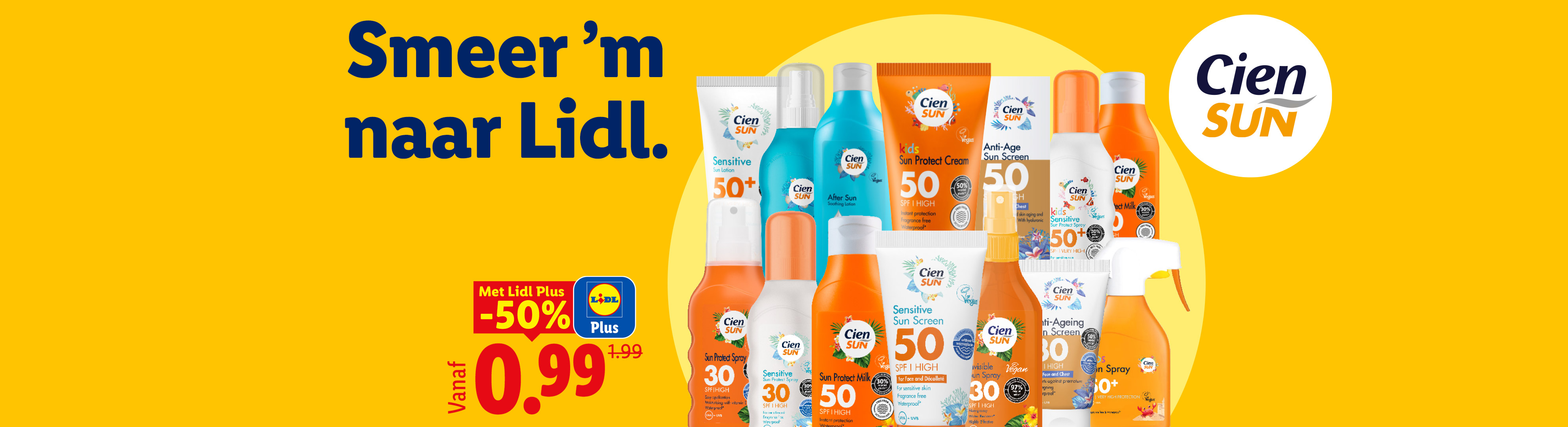 Alle cien sun zonnebrand 50% korting met Lidl Plus